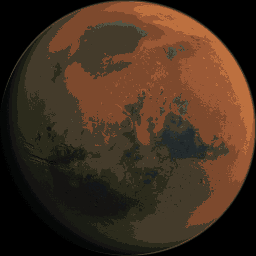 A series of four illustrations of a planet, each successive one featuring more liquid water, vegetation, clouds, and atmospheric haze