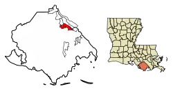 Location of Houma in Terrebonne Parish, Louisiana