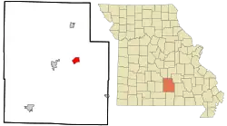 Location of Raymondville, Missouri