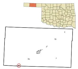 Location within Texas County, Oklahoma.