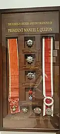 Foreign Orders and Decorations of Quezon displayed in the Presidential Museum and Library