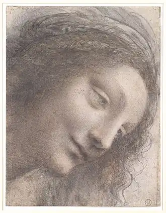 The Head of the Virgin in Three-Quarter View Facing Right between 1507 and 1513, New York, Metropolitan Museum of Art, inv. 1951 51.90, recto.