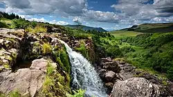 a view of the upper cascade of the Loup of Fintry waterfalls
