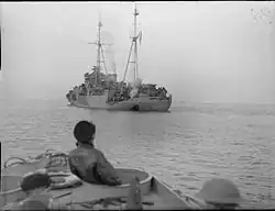 Flak ship HMS Pozarica was one of the 30 escorts of Convoy MKS 6.