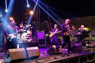 The Sonics performing at Ypsigrock on August 7, 2015. Left to right: Freddie Dennis, Dusty Watson, Larry Parypa, Rob Lind, Gerry Roslie