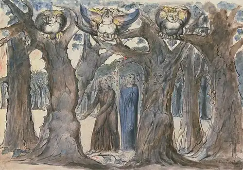 William Blake, c. 1824–1827, The Wood of the Self-Murderers: The Harpies and the Suicides, Tate