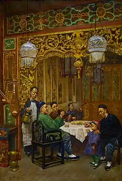 Chinese Restaurant, (1884) oil on canvas, Crocker Art Museum