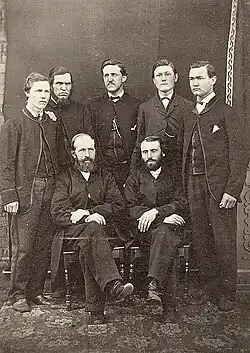 Postma and J.L. Cachet with the first five seminarians, M. Pelser, S.Venter, L.J. du Plessis, M.P.A Cotsee Jr., and W.J. Snyman.