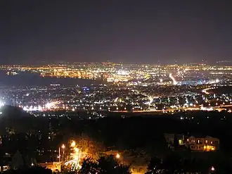 Night view of central Thessaloniki from Panorama.