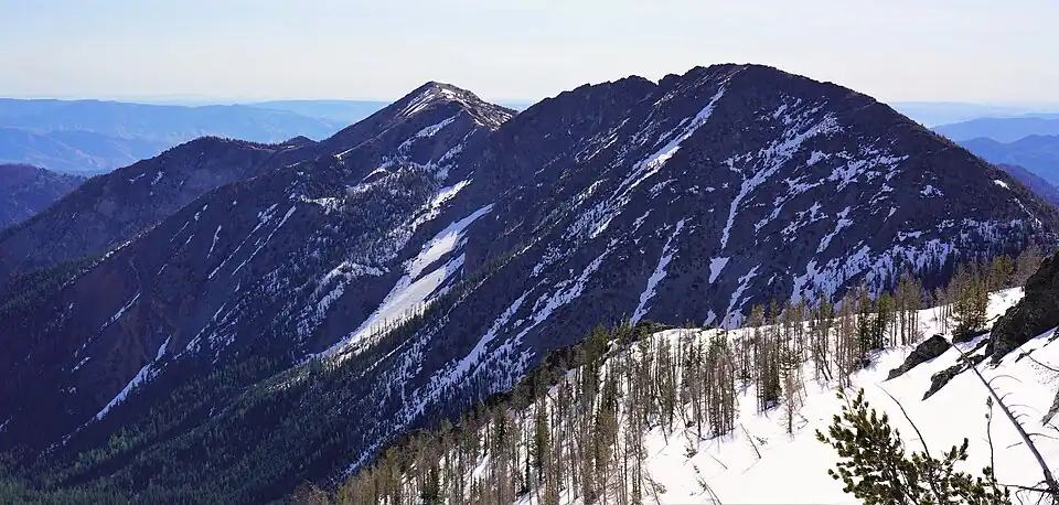 Three Brothers west aspect, from Navaho Peak