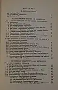 Table of contents to Relativity, Thermodynamics and Cosmology (1934)