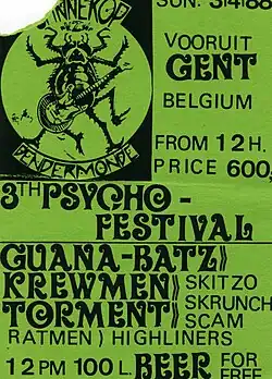 A flyer for the 3rd Psycho Festival Gent in 1988 with Torment in the line-up.