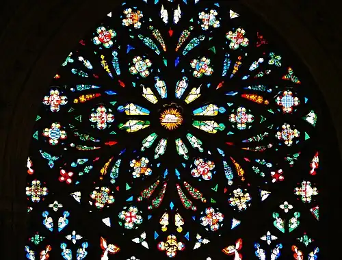 Detail of west rose window (click 2× to enlarge)