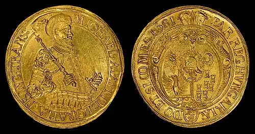 1681 25 Ducat gold coin, depicting Michael I Apafi as Prince of Transylvania