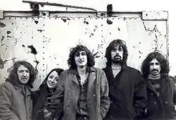Trees, circa 1970. Left to right: Bias Boshell, Celia Humphris, Barry Clarke, Unwin Brown, and David Costa
