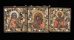 Triptych with Virgin and Child and St Nicholas. Russia,  1800