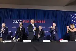 President Donald J. Trump is applauded at the conclusion of a roundtable discussion on tax reform, at the White Sulphur Springs Civic Center, Thursday, April 5, 2018, in White Sulphur Springs, West Virginia.