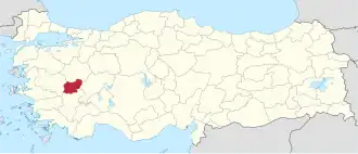 Location of the province within Turkey