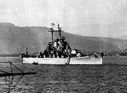 Albany anchored off Cannes in 1954.