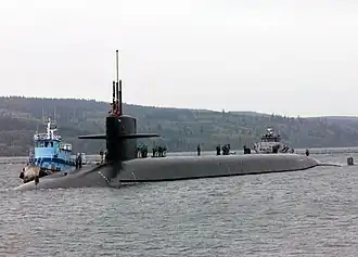 USS Louisiana arrives for the first time at their new homeport at Naval Base Kitsap, Silverdale, Washington, 12 October 2005