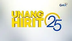 An image with a glossy silver background. The show title is displayed on the left side of the image. The number "25" is seen on the right side. The logo of GMA Network is displayed on the upper right side.