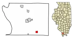 Location of Dongola in Union County, Illinois.