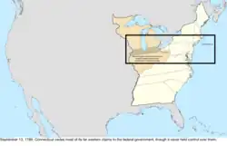Map of the change to the United States in central North America on September 13, 1786