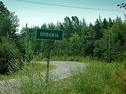 Road sign in Urbania