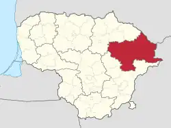 Location of Utena County