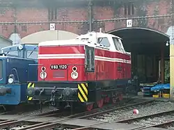 Refurbished V 60.10 in the original paintwork in the Chemnitz Hilbersdorf Railway Museum
