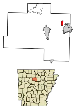 Location of Shirley in Van Buren County, Arkansas.