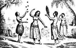 Vavaʻu (Tonga) girls playing traditional games, circa 1800; perhaps Malaspina's voyage of 1793