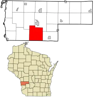 Location in Vernon County and the state of Wisconsin.