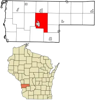Location in Vernon County and the state of Wisconsin.