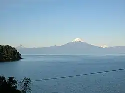 A view of the Osorno volcano from across the lake