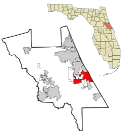 Location of New Smyrna Beach in Volusia County, Florida.
