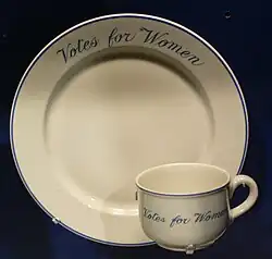 "Votes for Women" cup and plate.
