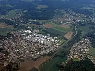 An aerial view of Montmacq