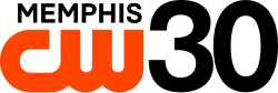 In orange, The CW network logo with the word Memphis above it, right-aligned in black, and a black 30 to the right of the network logo.