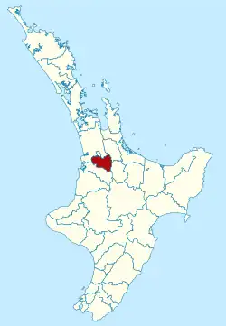 Waipā district within the North Island