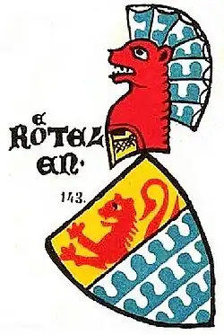 1860 depiction of the coat of arms of the lords of Rötteln