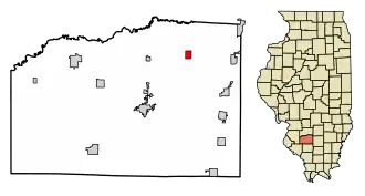 Location of Hoyleton in Washington County, Illinois.