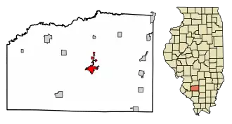 Location of Nashville in Washington County, Illinois