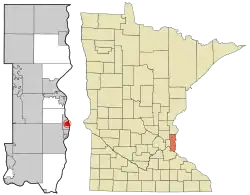 Location of the city of Lakeland Shores within Washington County, Minnesota