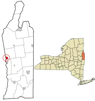 Location in Washington County and the state of New York.