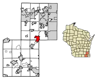 Location of Mukwonago in Waukesha County, Wisconsin
