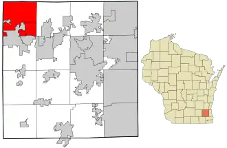 Location in Waukesha County and the state of Wisconsin.