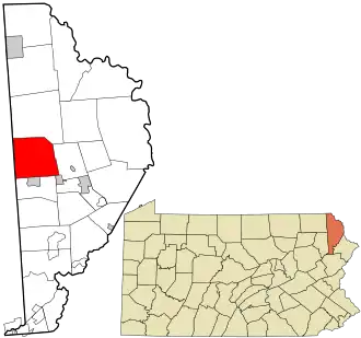 Location in Wayne County and the state of Pennsylvania.