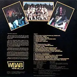 A scan of the back cover of the “WBAB Homegrown Album” from 1981.