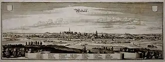 Weißenfels around 1647, copperplate engraving by Matthäus Merian, 1647